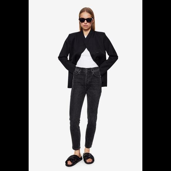 Anine Bing jeans womens 32 black sonya high rise slim denim minimalist rigid - Picture 1 of 10